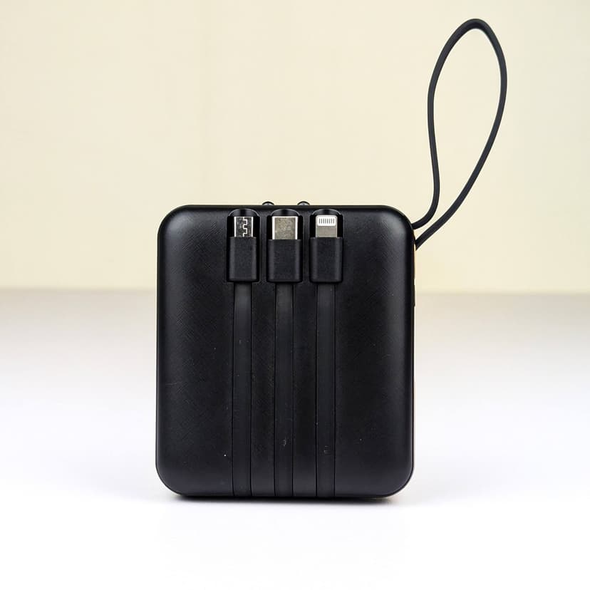 Mini Power Bank with 4 Built-in Cables – Fast Charging 20000mAh